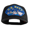 U.S. Navy Ships Blue Patched Solid Cotton Twill Pro Style Cap - Black OSFM