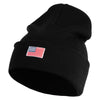 Small Patriotic White American Flag Iron on Embroidered Patched 12 Inch Long Knitted Beanie - Black OSFM