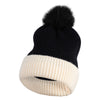 Mohair Pastel Color Pom Pom Ribbed Cuffed Long Beanie - Black OSFM