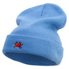 Art Style of Red Crab Embroidered 12 Inch Long Knitted Beanie - Sky-Blue OSFM