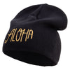 Artistic Aloha Logo Embroidered Big Size Superior Cotton Short Knit Beanie - Black XL-3XL