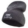 Gone Hunting Embroidered Big Size Superior Cotton Long Knitting Beanie - Grey XL-3XL