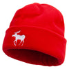 American Moose Long Beanie Embroidered Big Size Reversible Micro Fleece Cap - Red XL-3XL