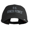 US Space Force Text Embroidered Washed Solid Pigment Dyed Cotton Twill Brass Buckle Cap - Black OSFM