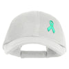 Green Ribbon Awareness Embroidered Iron On Patched Deluxe Performance Mesh Cap - White OSFM