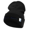 Made in USA Eagle U.S. Navy Logo Embroidered 12 Inch Solid Knit Cuff Long Beanie