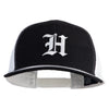 Old English White H Patched Cotton Deluxe Trucker Ball Cap - Black White OSFM