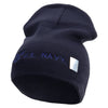 Made in USA Eagle U.S. Navy Symbol Embroidered 8 Inch Solid Knit Short Beanie