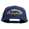 Licensed Golden US Submarine Embroidered 5 Panel Mesh Trucker Snapback Cap - Navy OSFM
