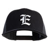 Old English White E Patched Cotton Deluxe Trucker Ball Cap - Black Grey OSFM