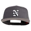 Old English White N Patched Cotton Twill Flat Bill Cap - Charcoal OSFM