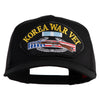 Korea War Vet Patched Solid Cotton Twill 5 panel Mesh Back Cap - Black OSFM