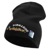 Licensed Made in USA Golden US Submarine Symbol Embroidered 8 Inch Solid Knit Short Beanie - Black OSFM