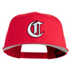 Old English White C Patched Cotton Twill Flat Bill Cap - Red OSFM