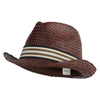 Crushable Raffia Paper Fedora Hat - Dark Brown M