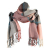 Women's Fringe Detailed Plaid Scarf - Pink OSFM