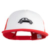 Classic Bug Car Symbol Iron on Patched Flat Bill Trucker Snapback Cap - White-Red OSFM