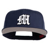 Old English White M Patched Cotton Twill Flat Bill Cap - Navy OSFM