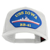 USS Iowa BB 61 Blue Patched Solid Cotton Twill 5 panel Mesh Back Cap - White OSFM