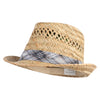 Rush Straw Vented Crown Fedora Hat - Natural M