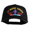 1st Marine Division Korean War Veteran 1953-53 Patched Solid Cotton Twill 5 panel Mesh Back Cap - Black OSFM