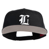 Old English White L Patched Cotton Twill Flat Bill Cap - Black OSFM