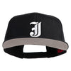 Old English White J Patched Cotton Twill Flat Bill Cap - Black OSFM