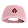 Small Ladybug Insect Embroidered Iron on Patched 6 Panel Washed Low Profile Dad Hat - Pink OSFM