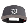 Old English White B Patched Cotton Twill Flat Bill Cap - Charcoal OSFM