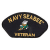 US Navy Seabee Veteran Iron On Patch - Black OSFM