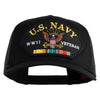 US Navy WWII Veteran Patched Solid Cotton Twill 5 panel Mesh Back Cap - Black OSFM