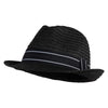 Men's Ribbon Trim Braid Classic Fedora - Black L