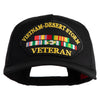 Vietnam-Desert Storm Veteran Patched Solid Cotton Twill 5 panel Mesh Back Cap - Black OSFM