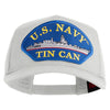 U.S. Navy TIN CAN Blue Patched Solid Cotton Twill 5 panel Mesh Back Cap - White OSFM