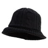 Women's Ribbed Sweater Knit Bucket Hat - Black OSFM
