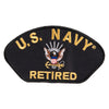 US Navy Retired Iron On Patch - Black OSFM