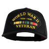 World War II Veteran 1939-1945 Patched Solid Cotton Twill 5 panel Mesh Back Cap - Black OSFM