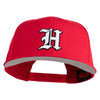 Old English White H Patched Cotton Twill Flat Bill Cap - Red OSFM