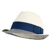 Women's Striped 1.75" Brim Fedora Hat - Cream Navy OSFM