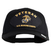 Veteran US Marine Corps Patched Solid Cotton Twill Cap - Black OSFM