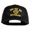 WWII Veteran Patched Solid Cotton Twill 5 panel Mesh Back Cap - Black OSFM