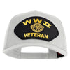 WWII Veteran Patched Solid Cotton Twill 5 panel Mesh Back Cap - White OSFM