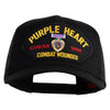 Purple Heart Korean War Combat Wounded Patched Solid Cotton Twill 5 panel Mesh Back Cap - Black OSFM