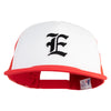 Old English Black E Patched Flat Bill Trucker Snapback Cap - White Red OSFM