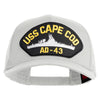 USS Cape Cod AD 43 Patched Solid Cotton Twill 5 panel Mesh Back Cap - White OSFM