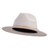 Women's Leather Belt and Buckle Fedora Hat - Beige-Mix OSFM