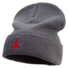 Red Goldfish Logo Embroidered Big Size Superior Cotton Long Knitting Beanie - Grey XL-3XL