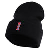 Small USA Vertical Iron on Patched 12 Inch Long Knitted Beanie - Black OSFM