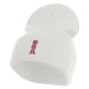 Small USA Vertical Iron on Patched 12 Inch Long Knitted Beanie - White OSFM
