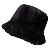 Women's Polyester Faux Fur Bucket Hat - Black OSFM